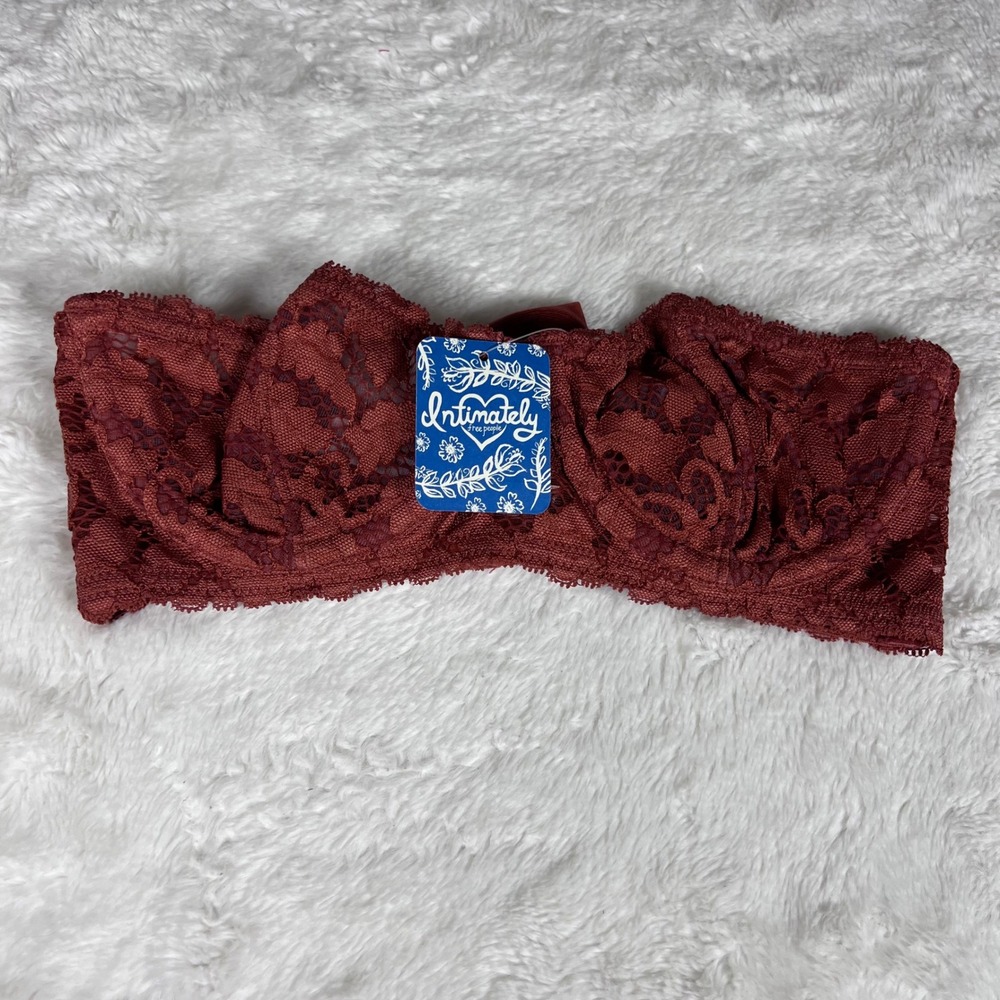 Free People Women's Love Letters Lace Bandeau Bra‎ Paprika Red 32B OB407880 NWT
